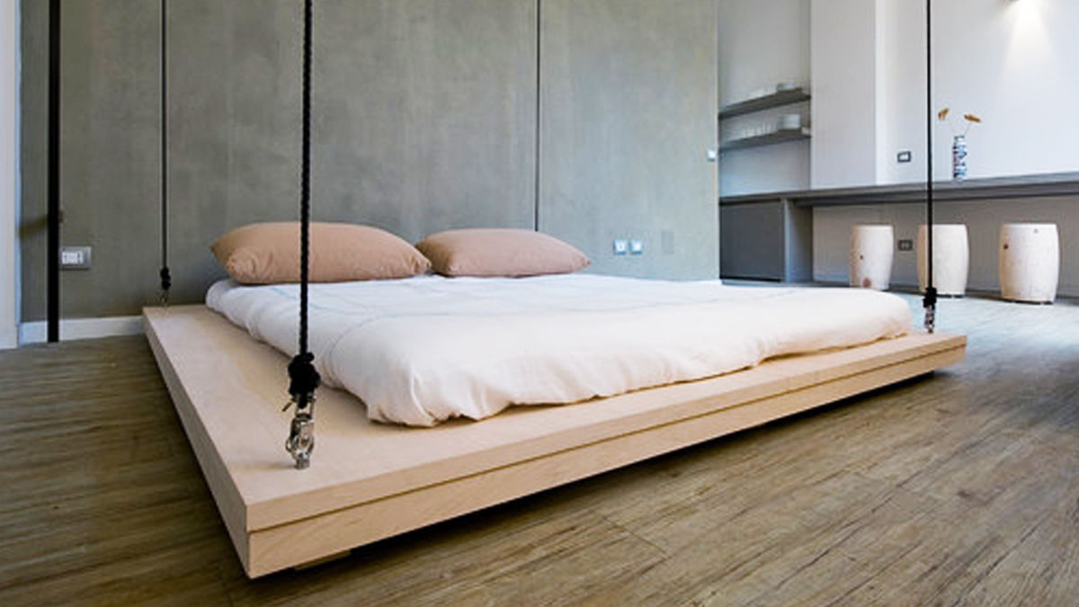 ベッドが上から降りてくる スペースが2倍になる 空間デザイン Tabi Labo